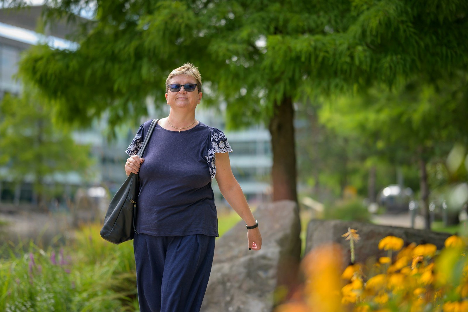 Woman taking a gentle walk outdoors